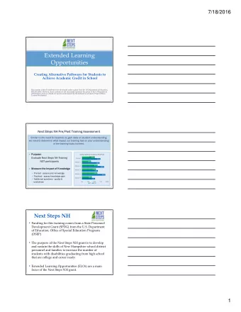 Extended Learning  Opportunities  Creating Alternative Pathways for Students to  Achieve Academic