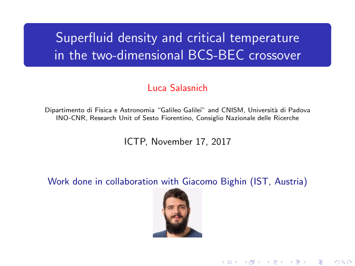 superfluid density and critical temperature in the two