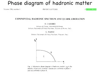 Phase diagram of hadronic matter  Hints from lattice QCD   2+1 flavors, m    220 MeV