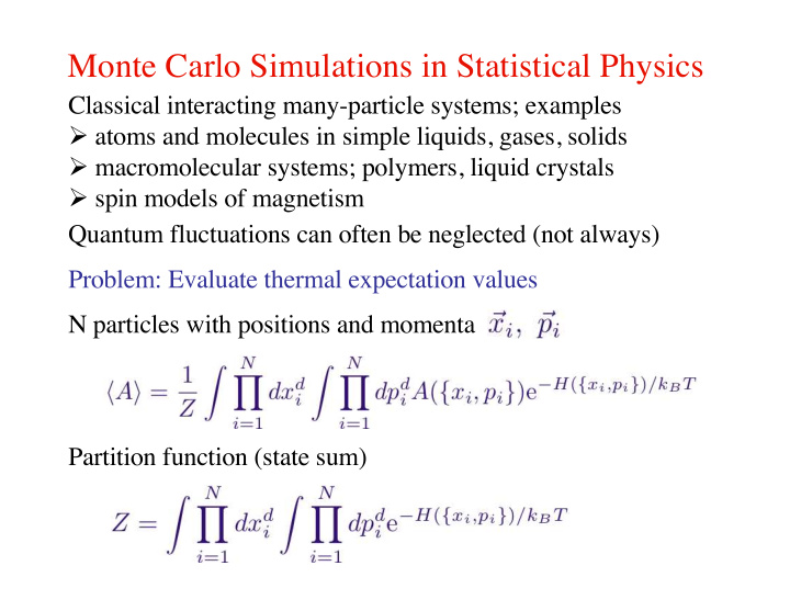 monte carlo simulations in statistical physics