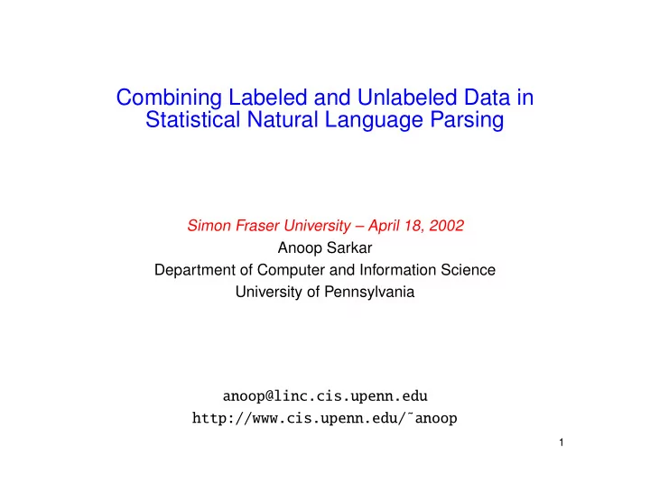 combining labeled and unlabeled data in statistical