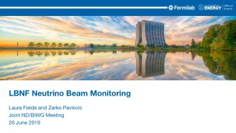 LBNF Neutrino Beam Monitoring  Laura Fields and Zarko Pavlovic  Joint ND/BIWG Meeting  26 June 2019