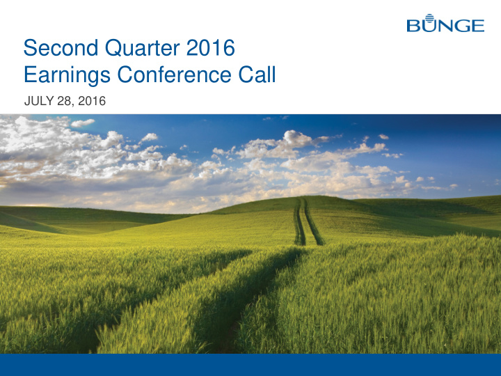 second quarter 2016 earnings conference call