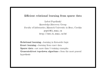 Ecien  t  relational  learning  from  sparse  data  Lub  o  P  op  elnsk  Kno  wledge
