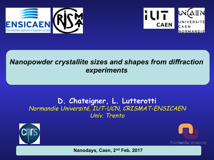 nanopowder crystallite sizes and shapes from diffraction