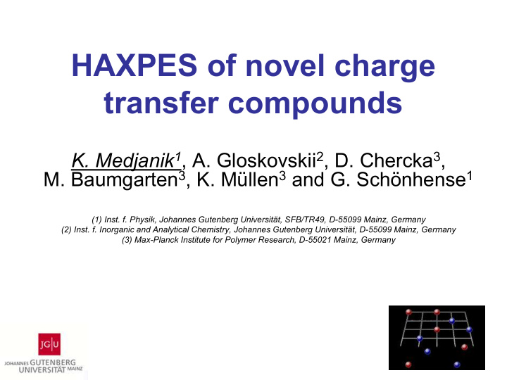 haxpes of novel charge transfer compounds
