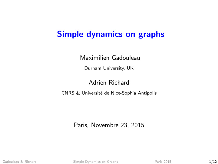 simple dynamics on graphs