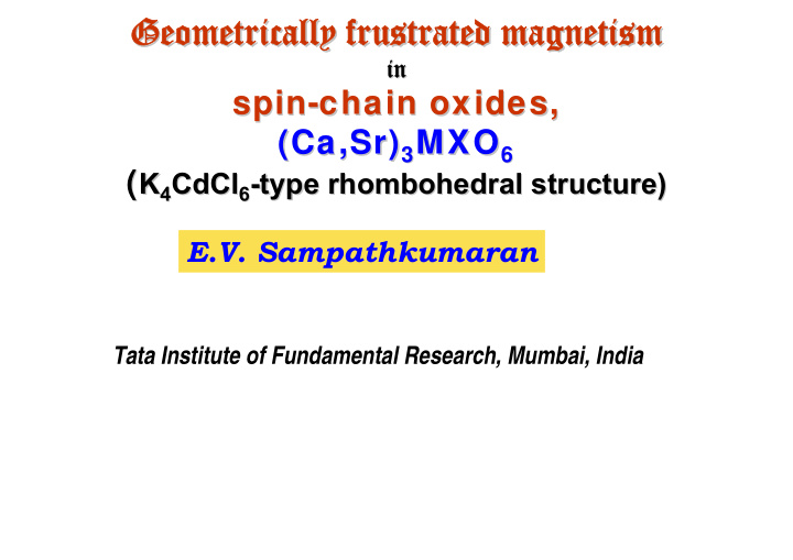 geometrically frustrated magnetism geometrically