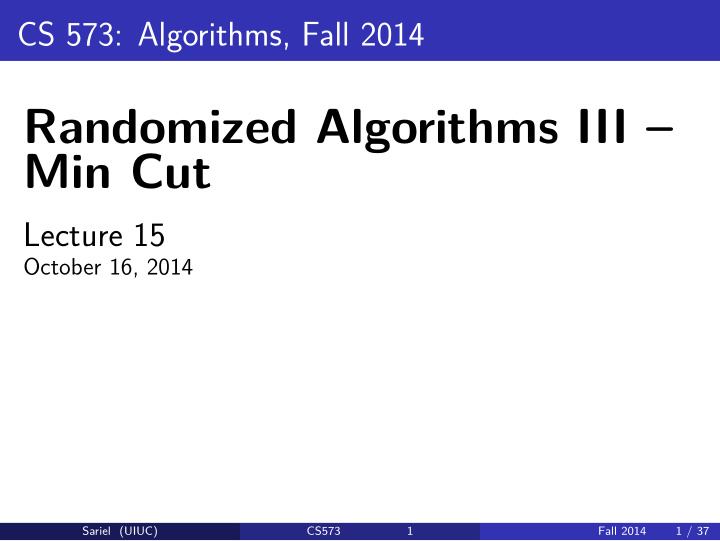 randomized algorithms iii min cut