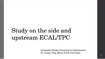 Study on the side and  upstream ECAL/TPC  Andriaseta Sitraka (University of Antananarivo)  Dr.