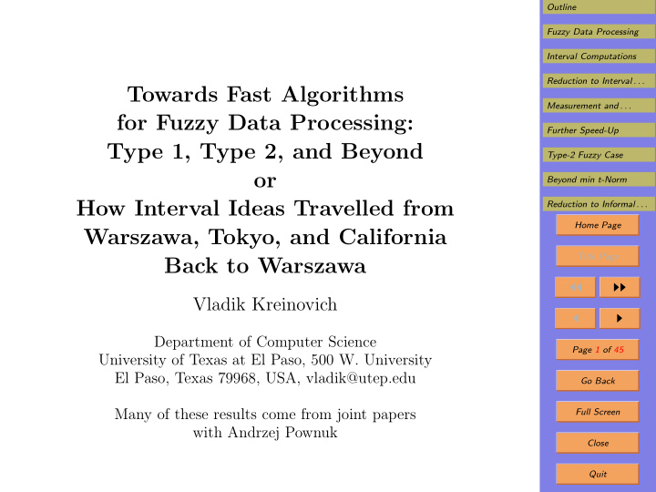 towards fast algorithms