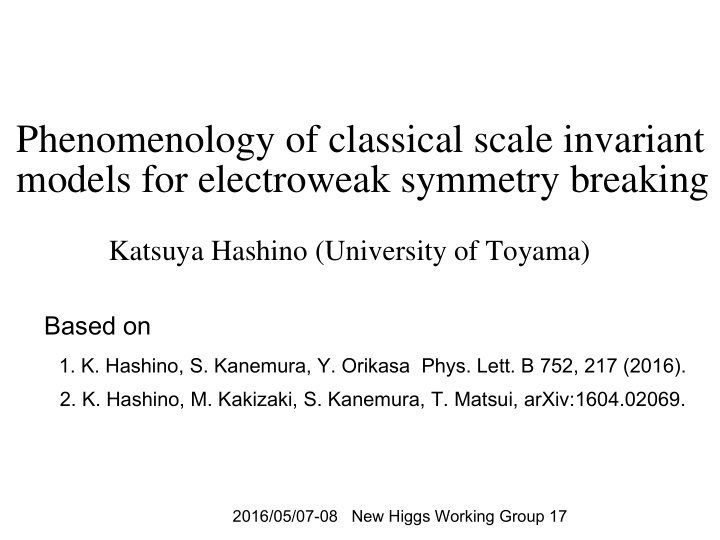 phenomenology of classical scale invariant models for
