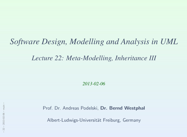 software design modelling and analysis in uml