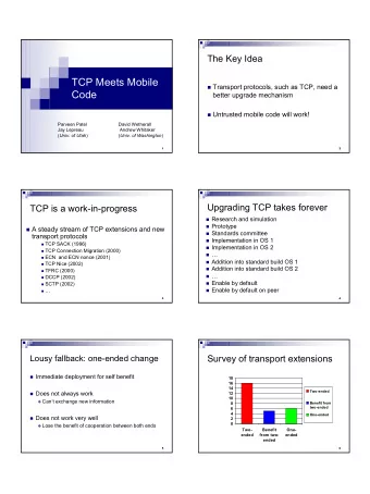 TCP Meets Mobile ! Transport protocols, such as TCP, need a  Code  better upgrade mechanism !