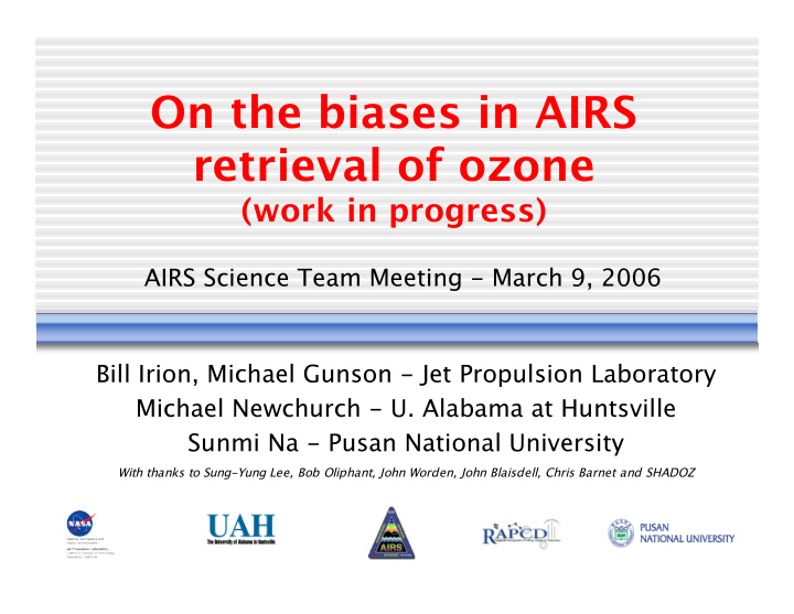 on the biases in airs retrieval of ozone
