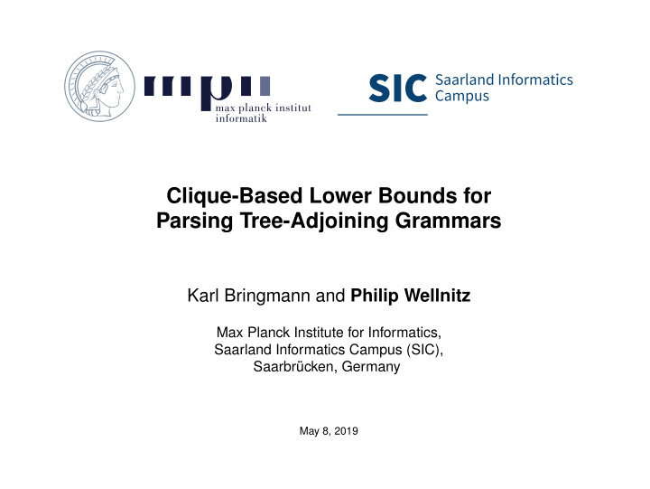 clique based lower bounds for parsing tree adjoining