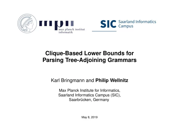 clique based lower bounds for parsing tree adjoining