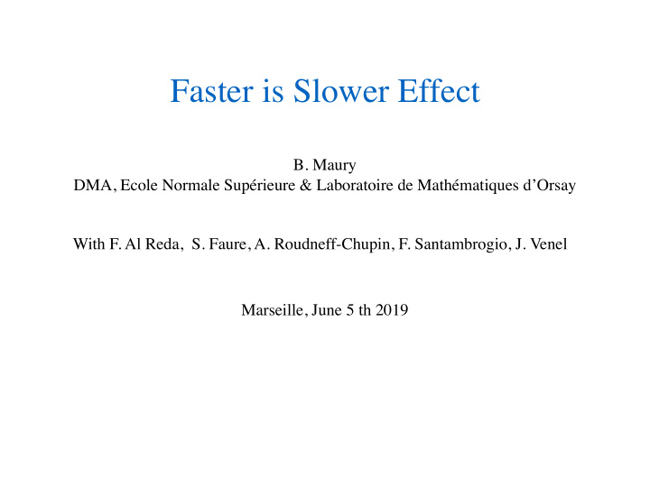 faster is slower effect