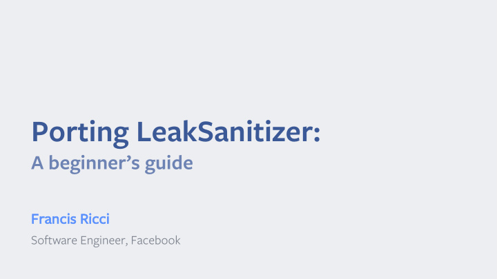 porting leaksanitizer