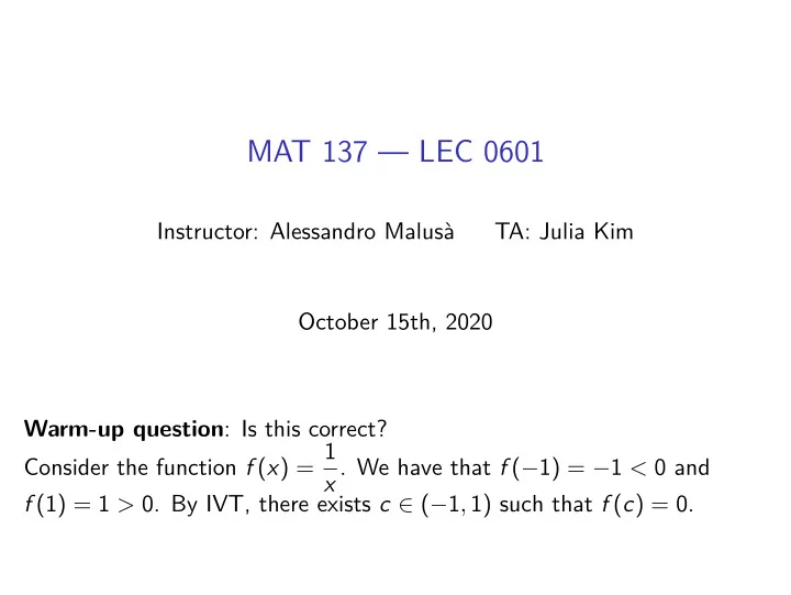 mat 137 lec 0601