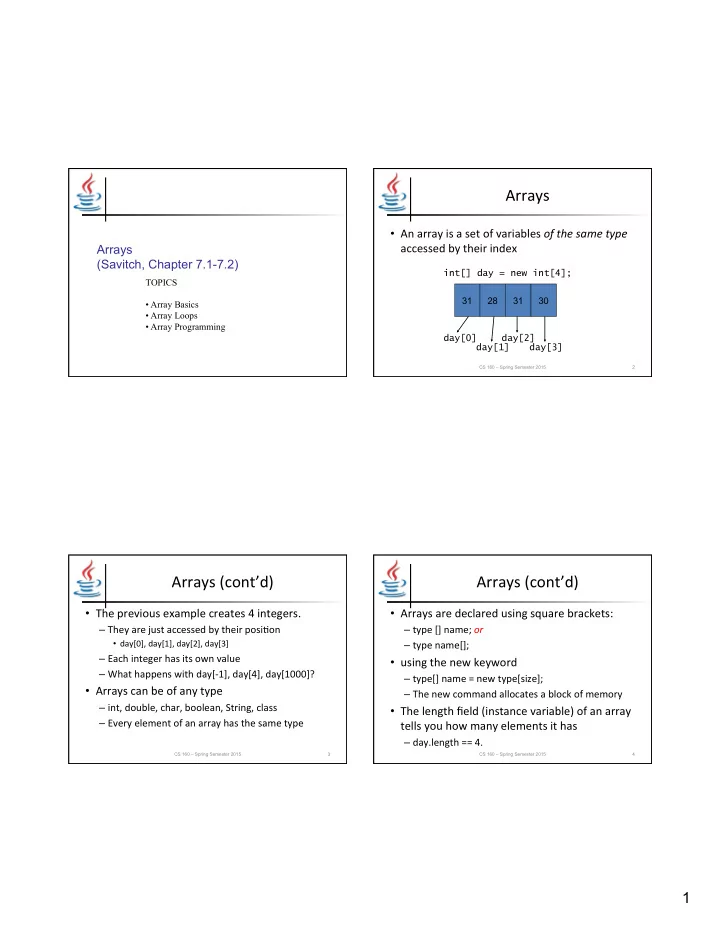 arrays cont d arrays cont d