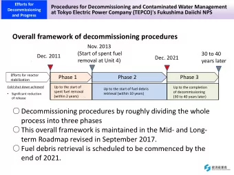 Overall framework of decommissioning procedures  Nov. 2013  201311  (Start of spent fuel