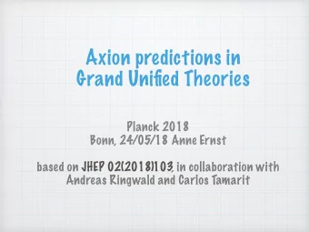 Axion predictions in  Grand Unified Theories  Planck 2018  Bonn, 24/05/18 Anne Ernst  based on JHEP