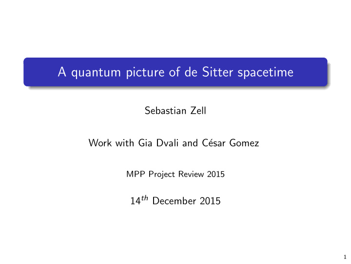 a quantum picture of de sitter spacetime