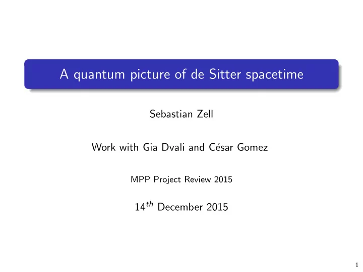 a quantum picture of de sitter spacetime