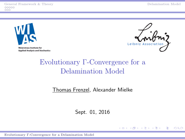 evolutionary convergence for a delamination model