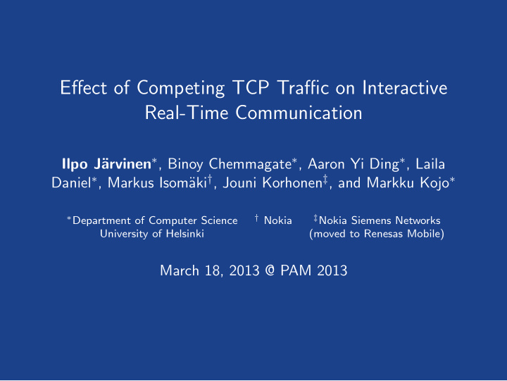 effect of competing tcp traffic on interactive real time