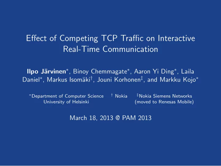 effect of competing tcp traffic on interactive real time