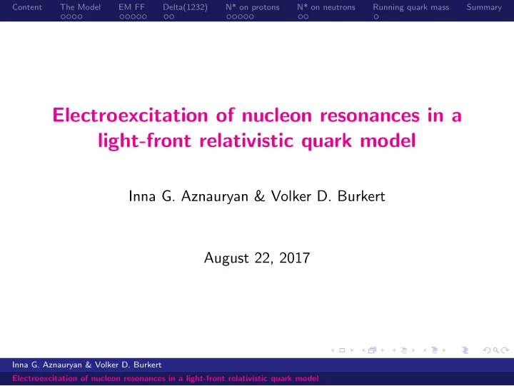 electroexcitation of nucleon resonances in a light front