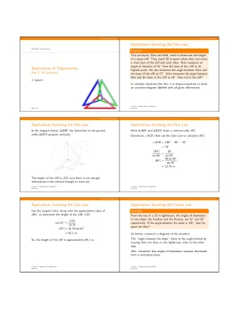Applications Involving the Sine Law  MCR3U: Functions  Example  Two surveyors, Alice and Bob, need