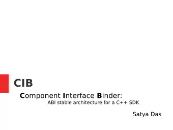 CIB C omponent I nterface B inder:  ABI stable architecture for a C++ SDK  Satya Das  About me