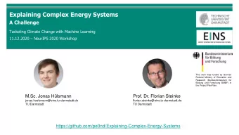 Explaining Complex Energy Systems  A Challenge  Tackeling Climate Change with Machine Learning