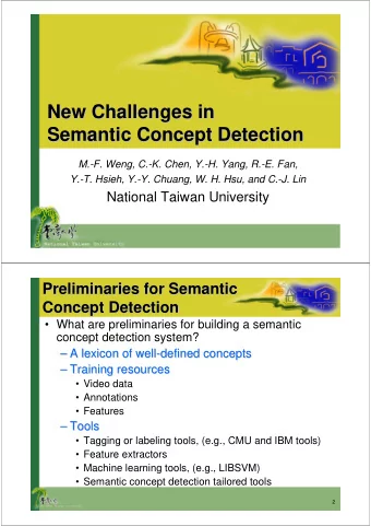 New Challenges in  New Challenges in  Semantic Concept Detection  Semantic Concept Detection  M.-F.