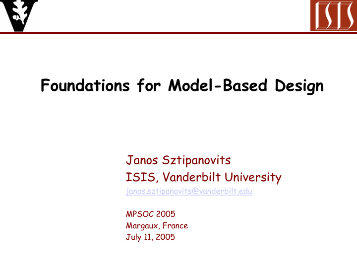 foundations for model based design