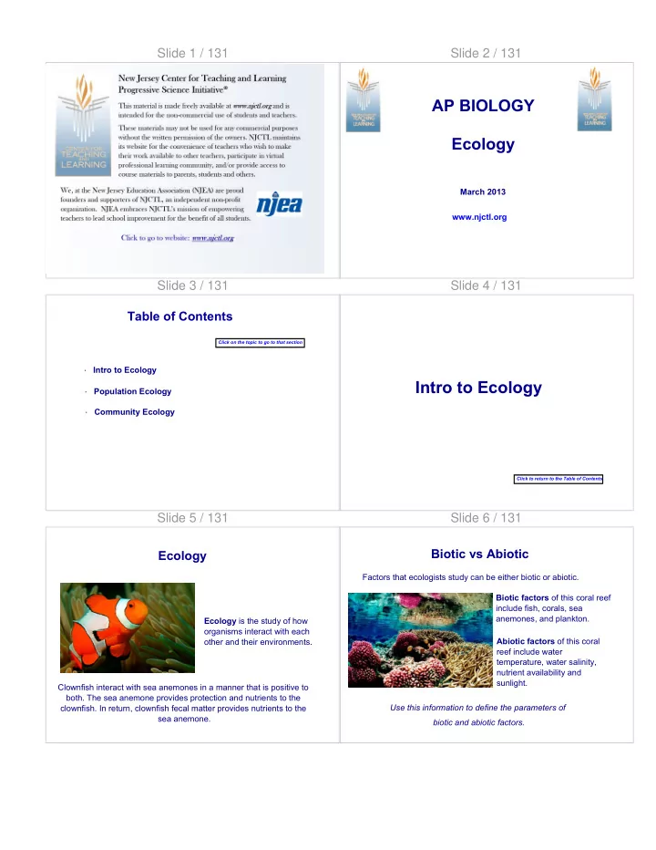 intro to ecology