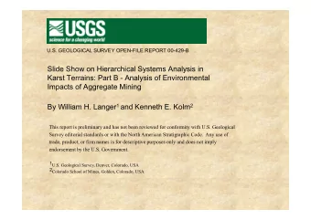 Slide Show on Hierarchical Systems Analysis in  Karst Terrains: Part B - Analysis of Environmental