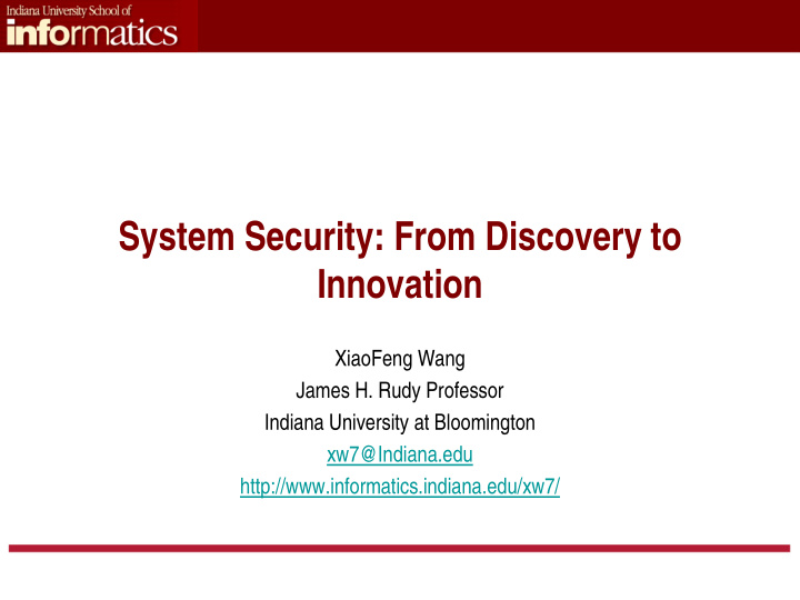 system security from discovery to innovation