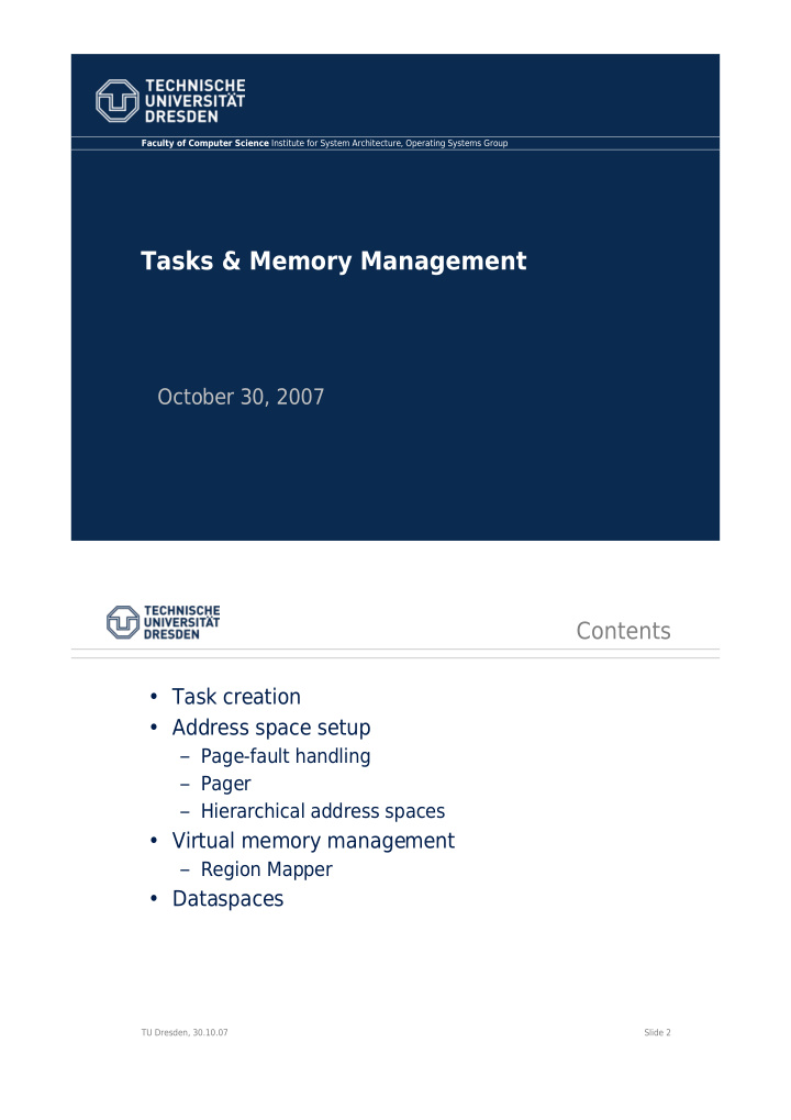 tasks memory management