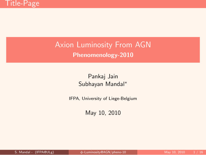 title page axion luminosity from agn