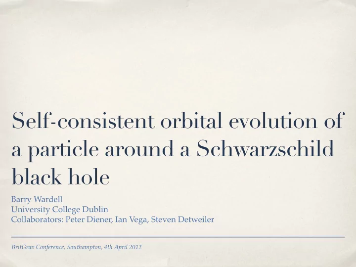 self consistent orbital evolution of a particle around a