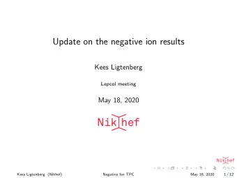 Update on the negative ion results  Kees Ligtenberg  Lepcol meeting  May 18, 2020  Kees Ligtenberg