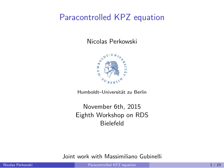 paracontrolled kpz equation