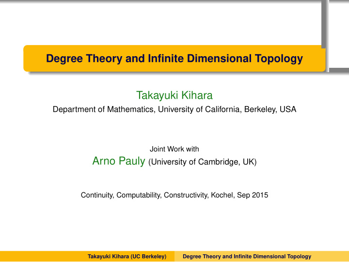 degree theory and infinite dimensional topology