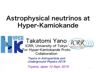 Astrophysical neutrinos at  Hyper-Kamiokande  Topics in Astroparticle and  Underground Physics 2019
