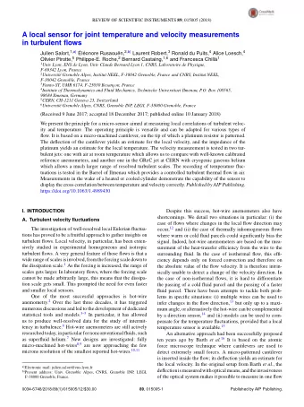 A local sensor for joint temperature and velocity measurements  in turbulent flows Julien Salort,