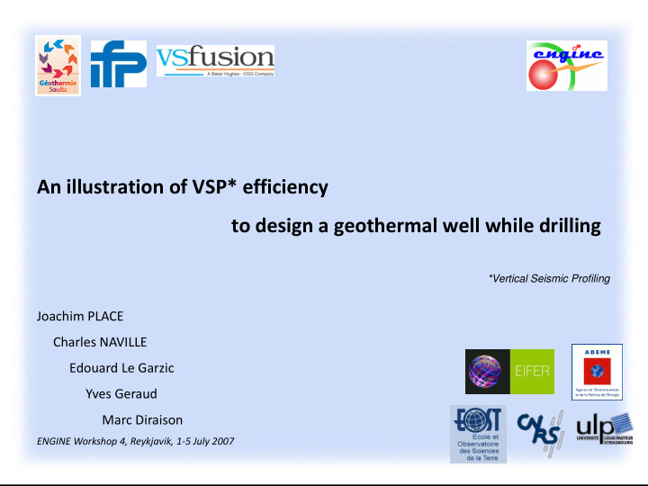 an illustration of vsp efficiency to design a geothermal